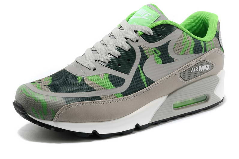 Nike Air Max 90 Chaussures Femmes Pre TAPE LT Gris DK bleu herbe verte (2)
